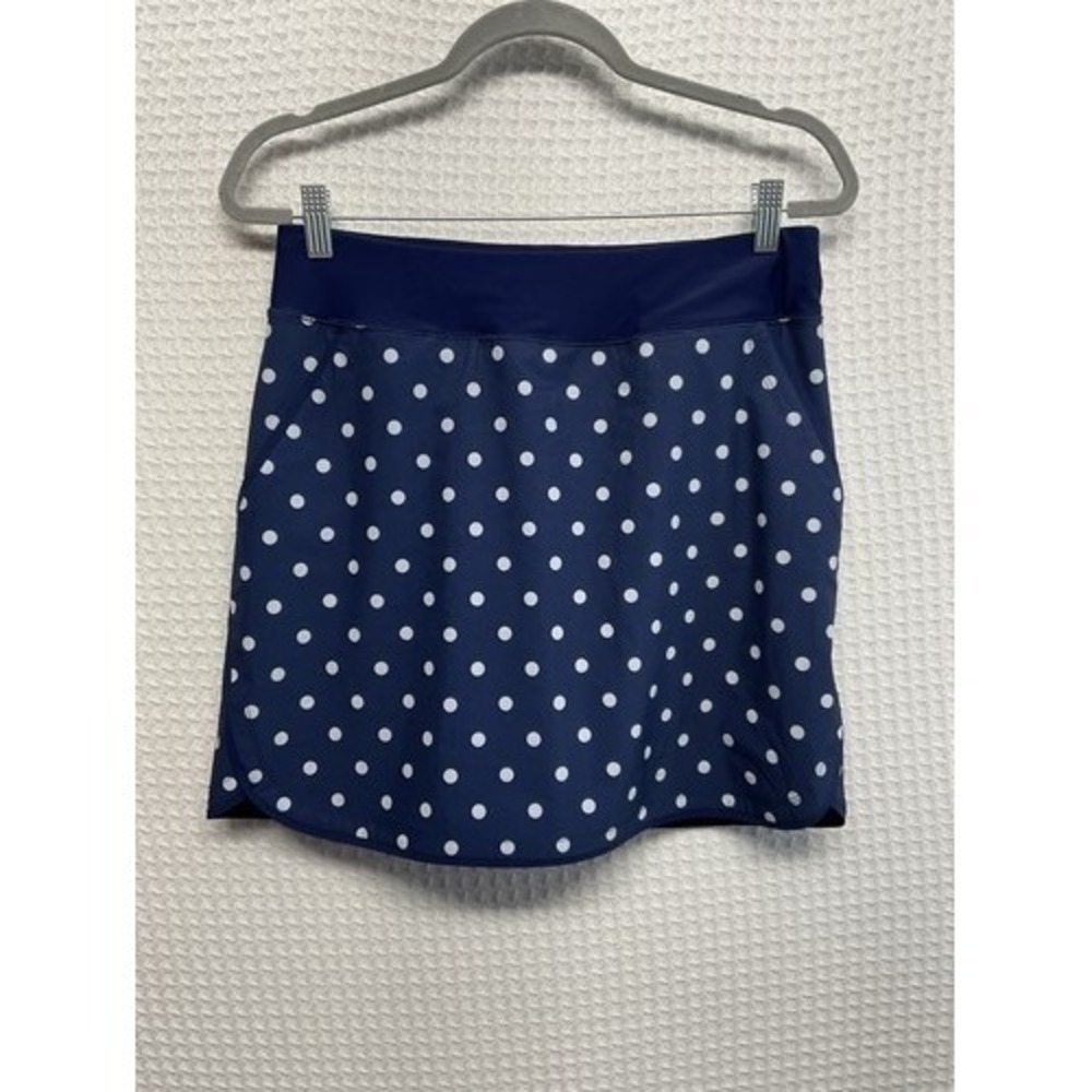 NWOT Lands' End Blue/White Polka-Dot Pocket Lined Swim Skort Women 8 Indonesia